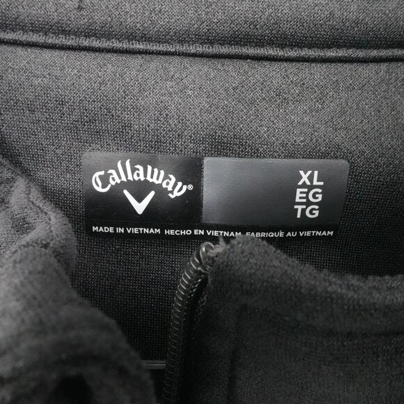 Callaway Full Zip Jacket Mens XL Black Gray Quilted Golf Layer Poly Stretch Warm - Picture 3 of 11